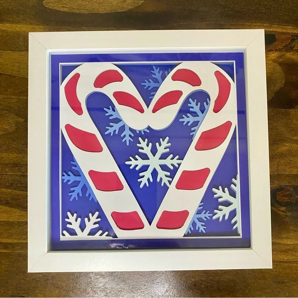 3D Candy Canes Christmas Shadowbox